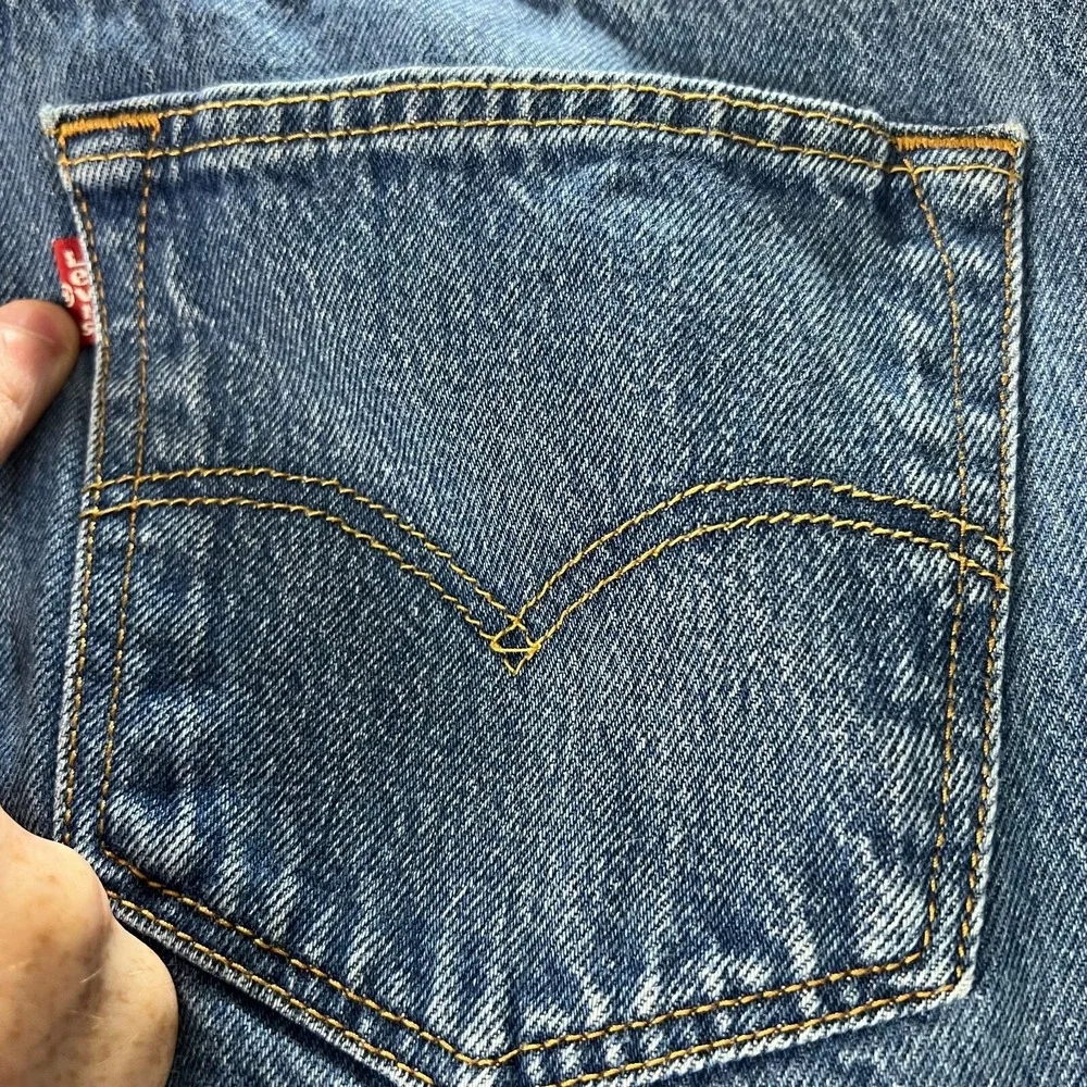 Levis 501 Jeans Mens 38x32 Fit 34x29 Blue Medium Wash Western Straight Leg Denim